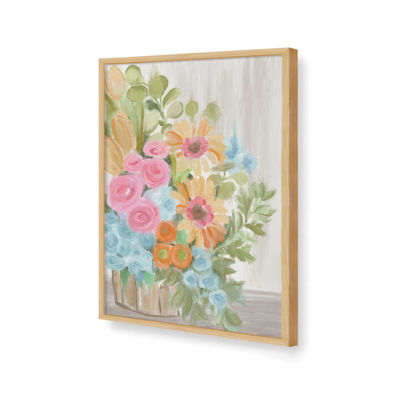 «Spring Basket» par Cat Thurman Designs, reproduction d'art, L 12 po x H 16 po, Tanné, Impression encadrée