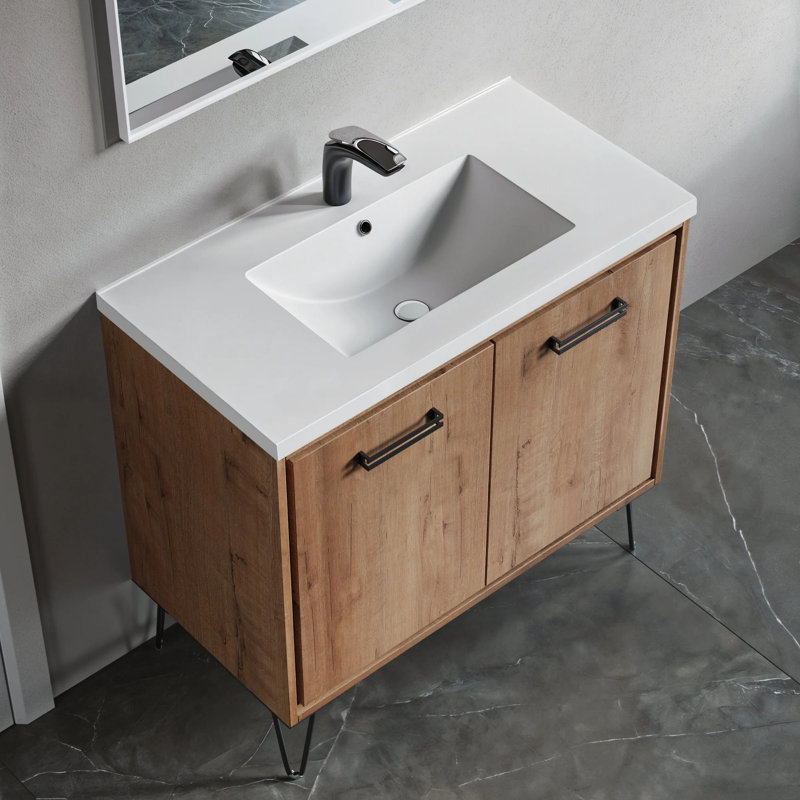 Lunea 36'' Single Bathroom Vanity with Drop-In Ceramic Sink – Soft-Close Doors, Generous Storage & Nordic Minimalist Style