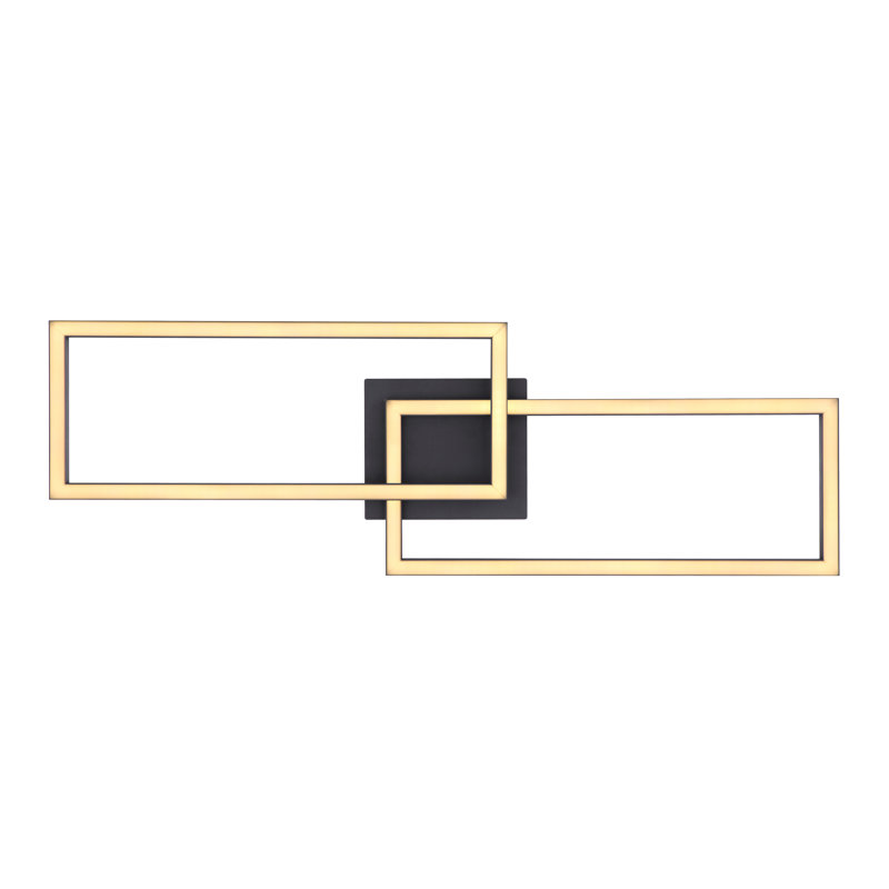 Maurin LED Semi Flush Mount, Golden, Black, 7.5cm H x 23cm W x 71cm D