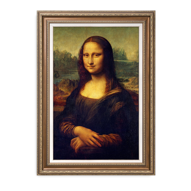 «Mona Lisa» par Leonardo da Vinci, reproduction sur toile, H 30 po x l 20 po x P 1,5 po, Cadre brun