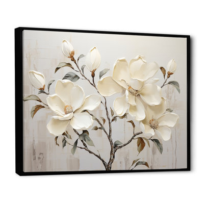 Beige And Green Magnolias Flower Blossum - Magnolias Wall Art