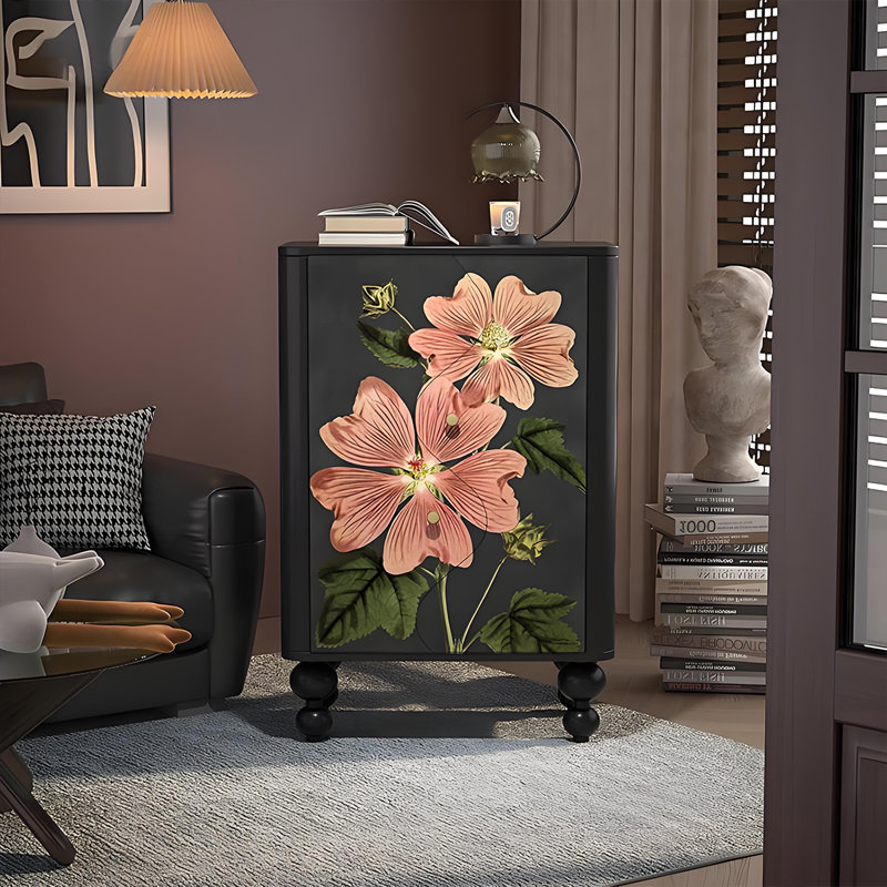 Armoire de rangement French Floral, Noir