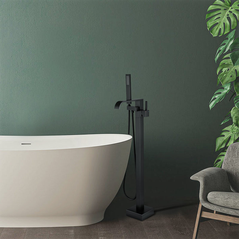 1 Handle Floor Clawfoot Tub Faucet with Diverter, Matte Black