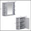 Armoire de rangement de salle de bain avec miroir, armoire à pharmacie avec tablette en bois réglable et portes, armoires de rangement montées avec 6 tablettes ouvertes, gris-777844001