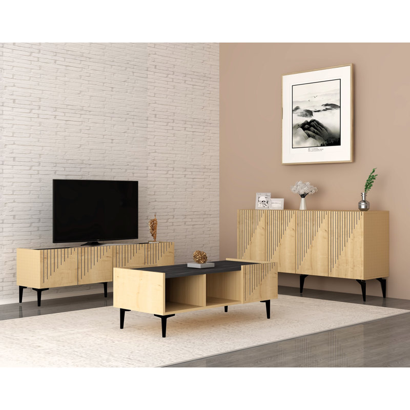 Fechteler 3 Piece Coffee Table Set, Natural