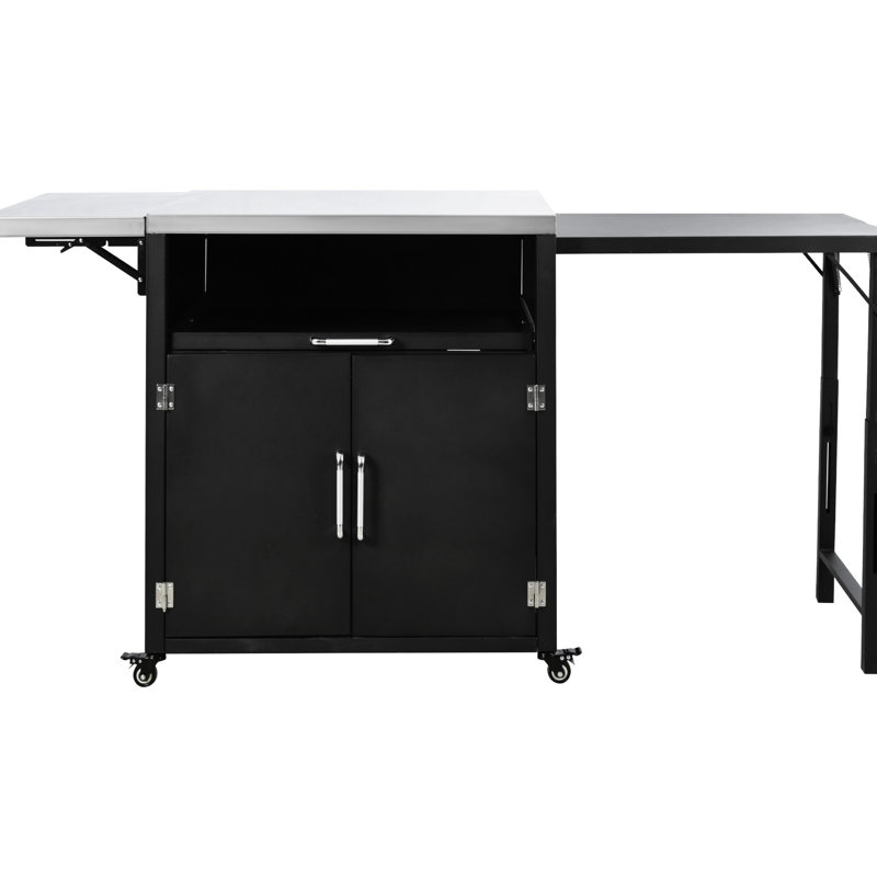 Armoire d'extérieur avec surfaces pliables et extensibles, structure solide, armoire de rangement noire matte: travail pliant noir, spacieux