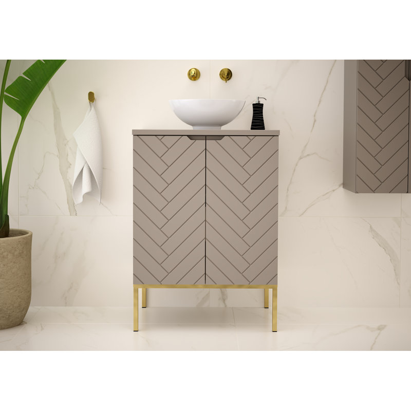 Ailyne 61 mm Single Vanity, Beige/Gold