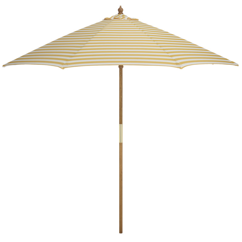 Parasol en bois Whisenant de 2,74 m, Rayures bleu marine