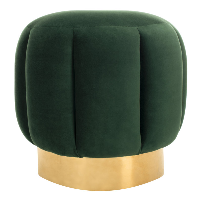 Maxine Round Ottoman, Emerald Velvet