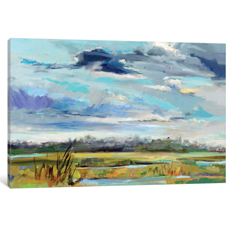 « grouping skies », peinture sur toile tendue, H 8 po x l 12 po x P 0,75 po