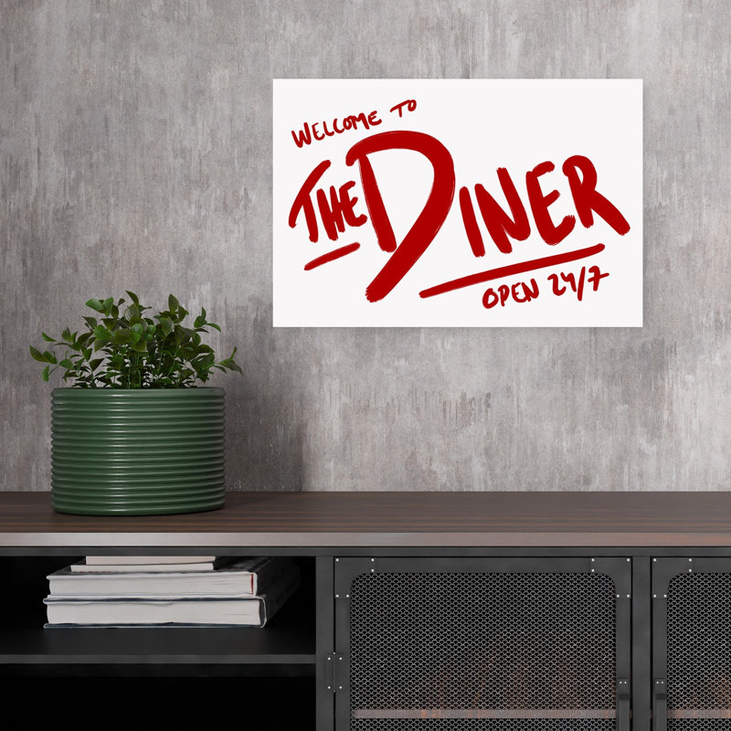 «Retro Diner Sign», impression rétro classique audacieuse, 12" H x 18" W