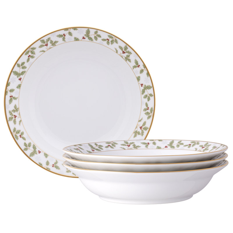 Ensemble de 4 bols Noritake Holly & Berry Gold, 10 po, 25 oz