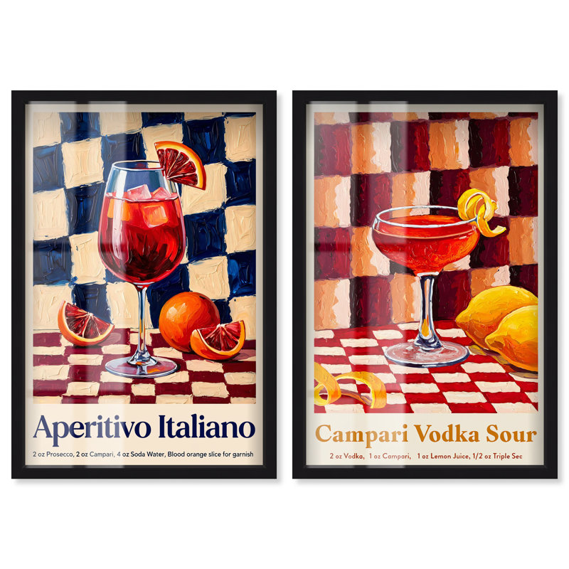 «Tangerine Drink Set Maximalist Shadowbox» par Art Remedy, Noir, H 17 po x l 24 po