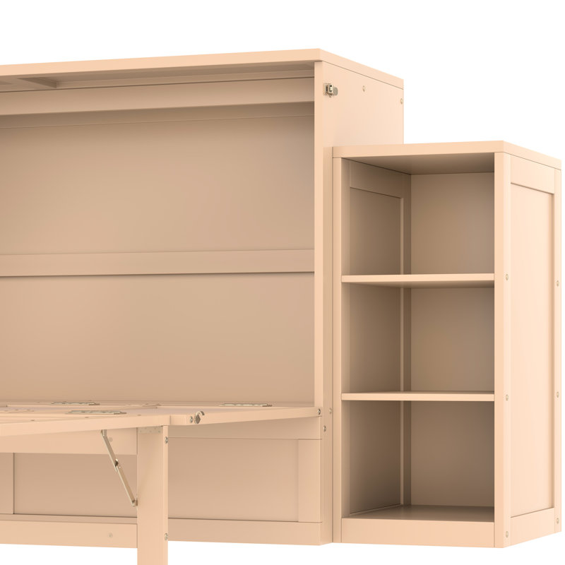Grand lit avec couleur dorée, grand espace de rangement et style minimaliste, idéal pour les espaces de vie compacts à l'ombre, - chambres équipées minimalistes
