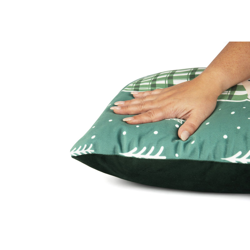 Green Winter Abstract Cotton Throw Pillow