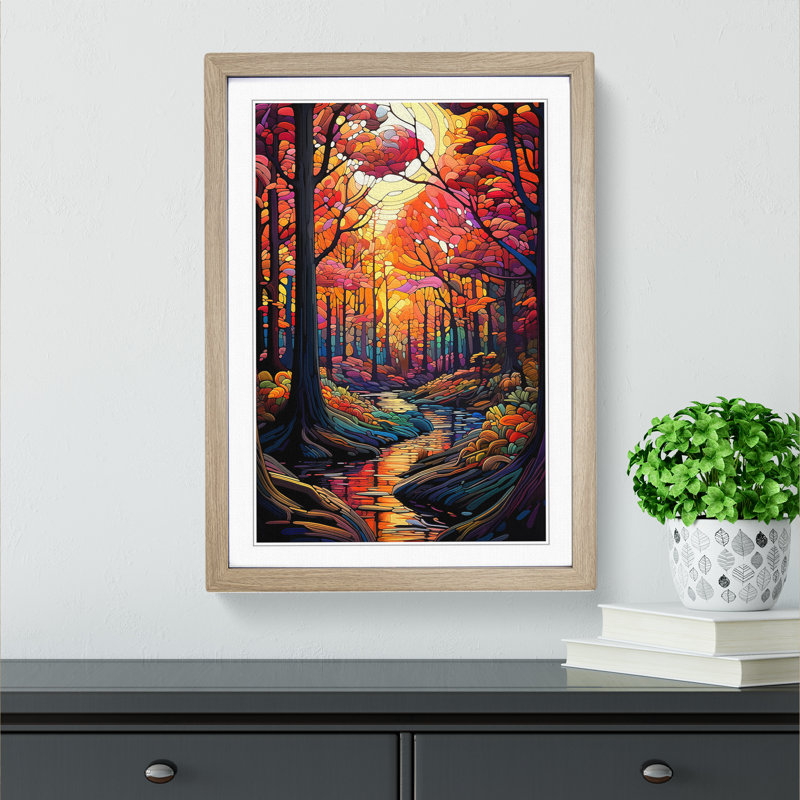 Single Picture Frame Print on Wood, 64cm H x 46cm W, Oak Framed