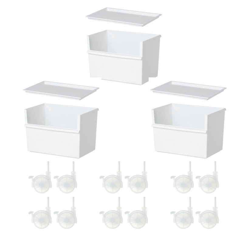 Ensemble de 3 boîtes de rangement en plastique avec couvercles et roulettes Like-it