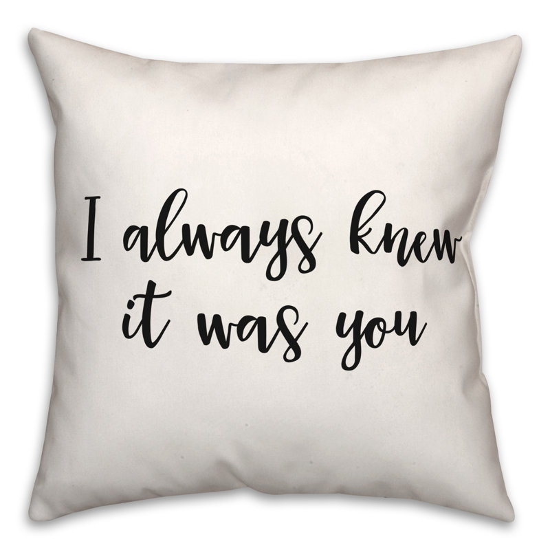Coussin décoratif noir et blanc «I Knew It Was You»