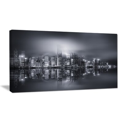 Hong Kong Black and White Panorama - Wrapped Canvas Photograph Print -  Design Art, PT10979-60-28