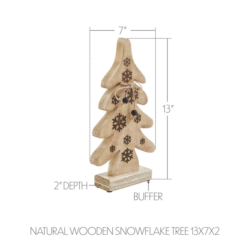Arbre de flocon de neige en bois naturel, H 13 po x l 7 po x P 2 po