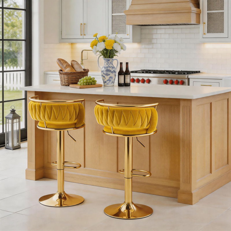 Tabouret de bar Christal, Jaune, Gold