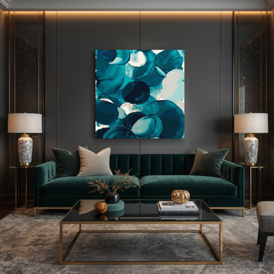 Abstrait aquarelle sur toile bleue 76