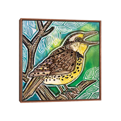 Meadowlark Singing by Lynnette Shelley - Floater Frame Painting on Canvas