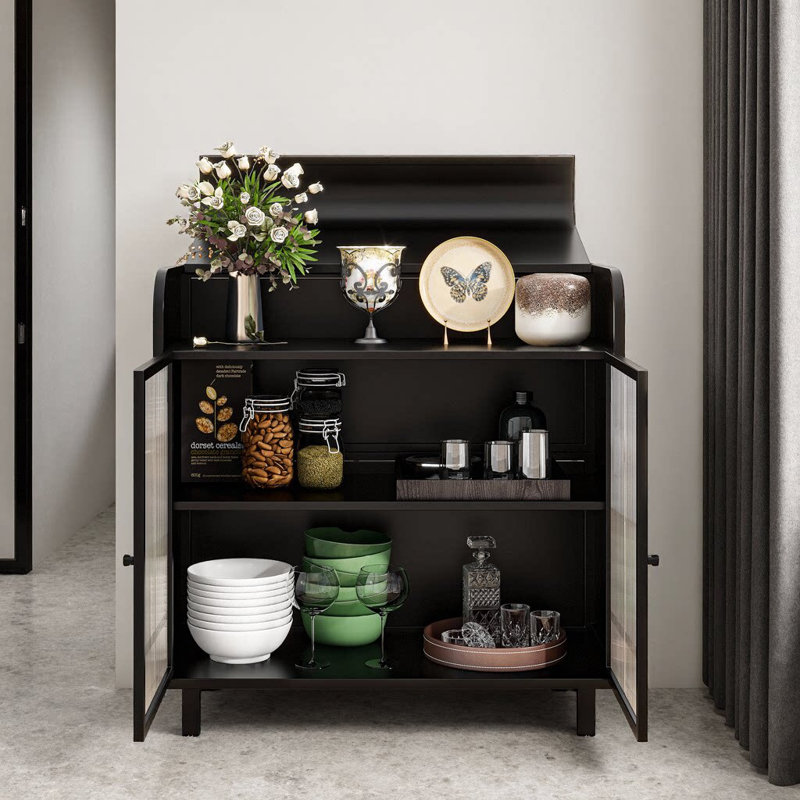 Buffet moderne avec portes en verre trempé figuré Modern