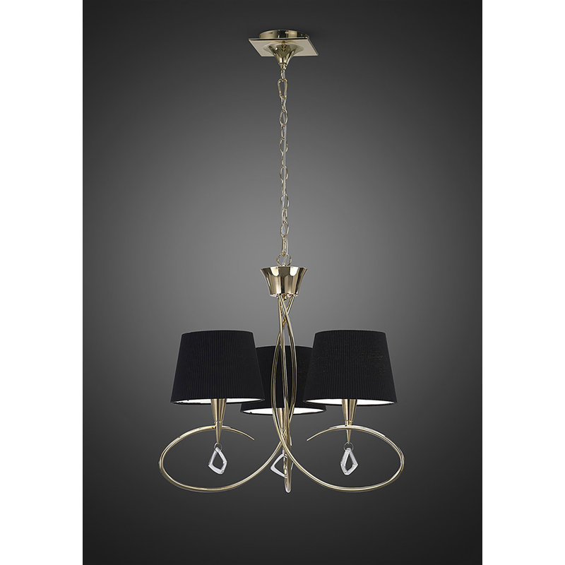 Eurich 3 - Light Shaded Chandelier, French Gold/Black