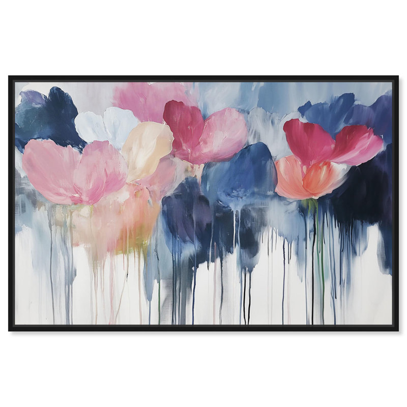 Art Remedy Floral Abstracts Canvas Petal Tears III, Cadre flottant noir, H 17 po x l 25 po