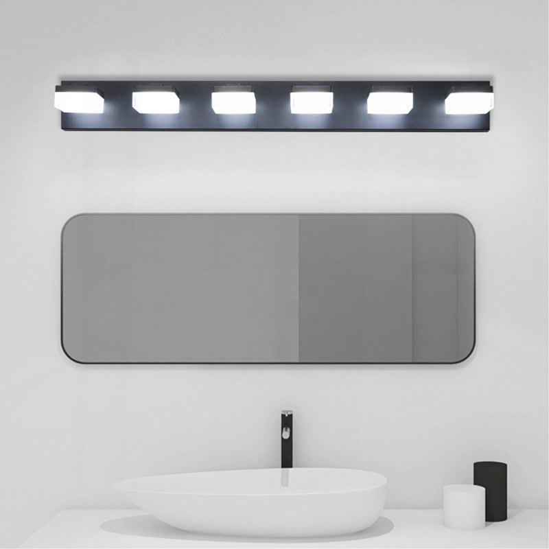 Luminaire de miroir de meuble-lavabo moderne à 6 lumières DEL pour salles de bain et tables de maquillage, Fer, Noir