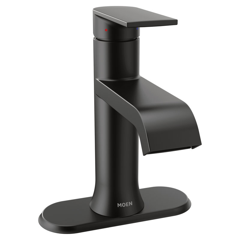 Robinet de salle de bain monotrou avec drain Moen Genta LX, Noir mat