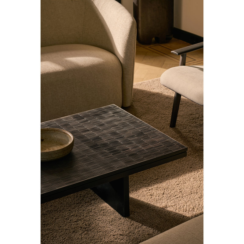 Grooves Solid Wood Coffee Table, 13.5" H x 53" L x 25.5" W