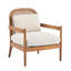 Chaises d'appoint de 26,6 po de style Mid-Century, bois de noyer et revêtement rayé pour le style détente de la chambre à coucher, coin lecture beige-2057404383