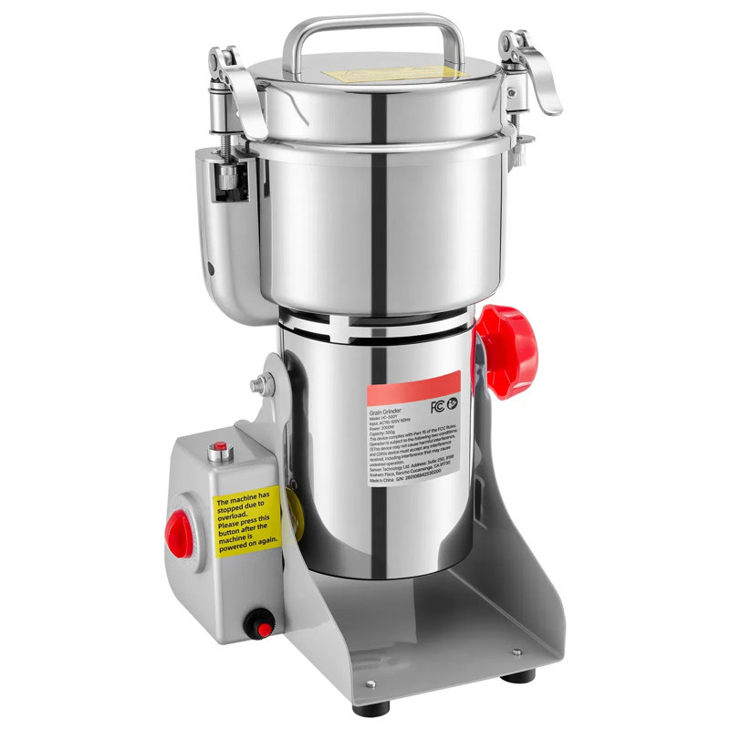 Moulin à grain électrique de 500 g, broyeur à sec à grande vitesse de maïs à épices de 2000 W et 28 000 tr / min, machine à poudre en acier inoxydable pour grains de café séchés, grains, épices, écrous (type pivotant à 270 °)