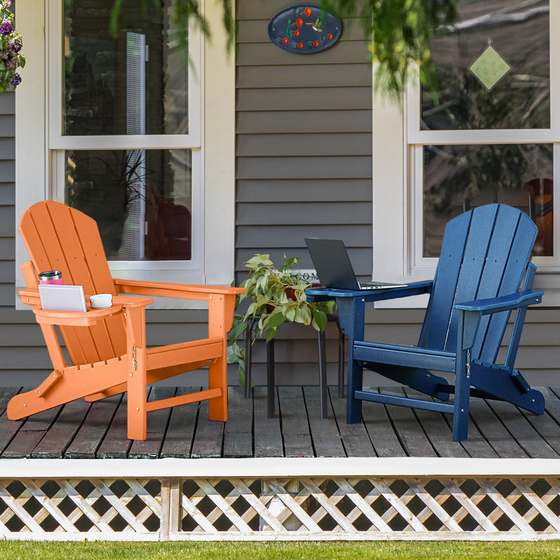  Chaise Adirondack pliante Cheryce en PEHD avec porte-gobelet, Orange