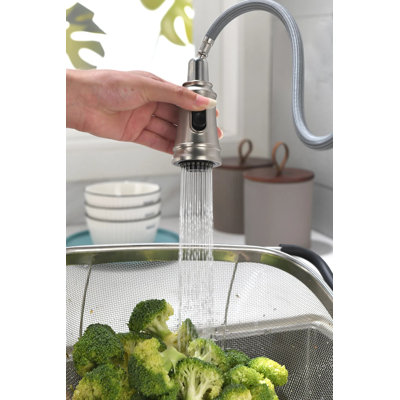Robinet de cuisine à poignée unique et bec haut extractible, robinet d'évier en acier inoxydable avec douchette extractible, débit de 1,8 GPM