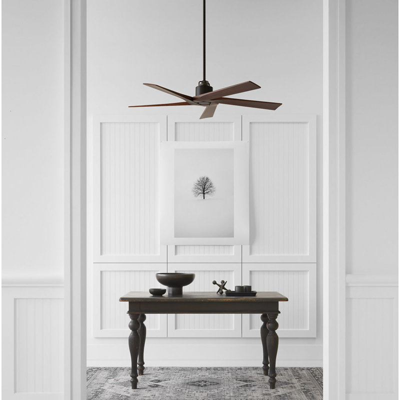 Adalai 70" 5 - Blade Standard Ceiling Fan with Remote Control, Aged Pewter with Dark Walnut Blades, 56" Wide