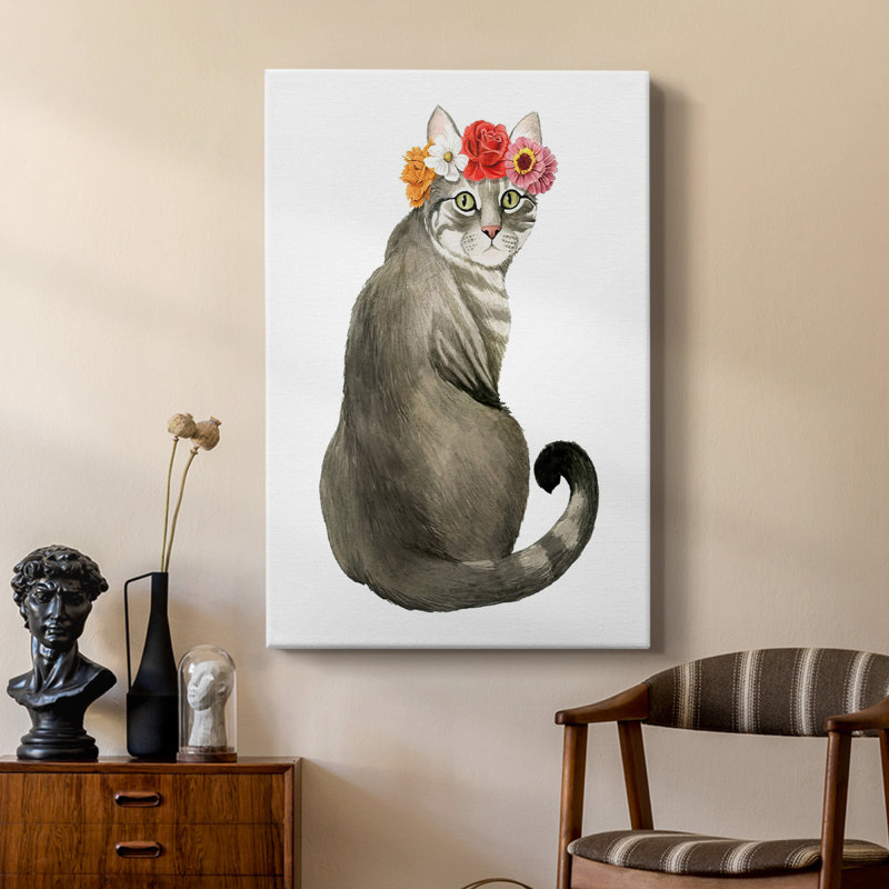 Flower Crown Cats I - Gallery Cavas, H 60 po x l 40 po