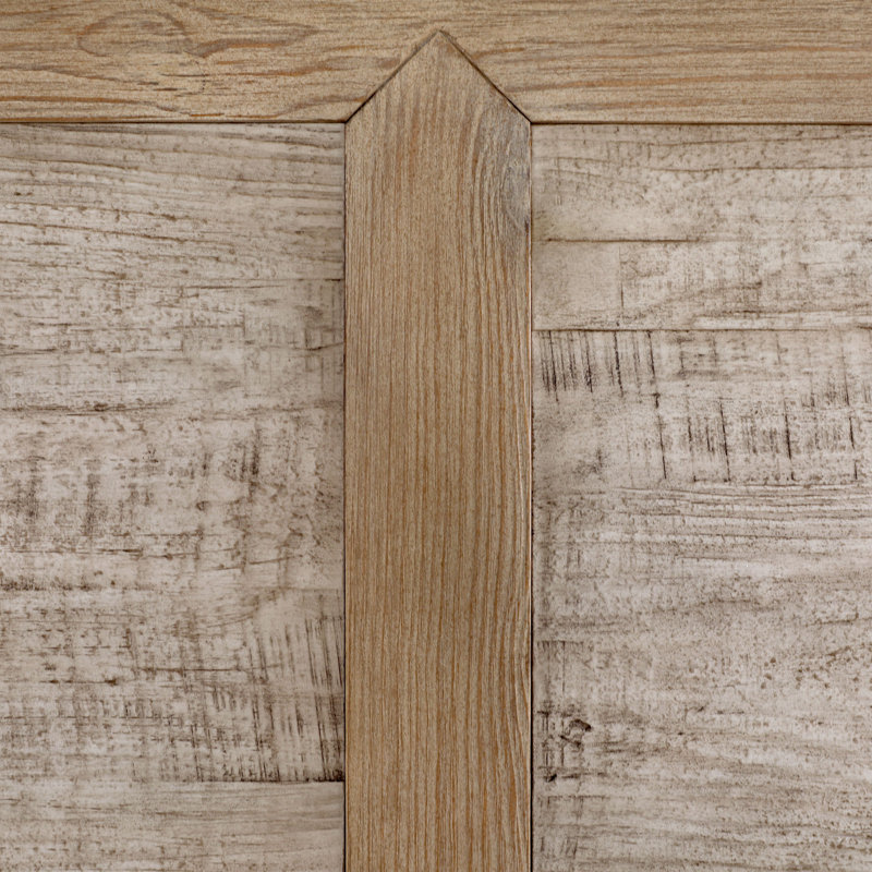 Roux Reclaimed Pine Panel Bed, Light Natural and Grey Wash, Queen