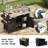 52.8"W Wicker Outdoor Grill Cart With Extended Faux Wood Table Top, Rolling Kitchen Island On Wheels With Storage Cabinet For Patio, Backyard, Garden, And Poolside, Double Handle Design, Black And Brown | Gift Idea-1659909653
