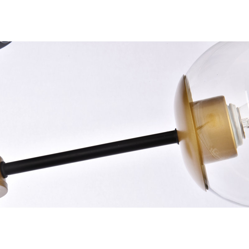 Caisha Glass Semi Flush Mount, Black/Brass, Clear