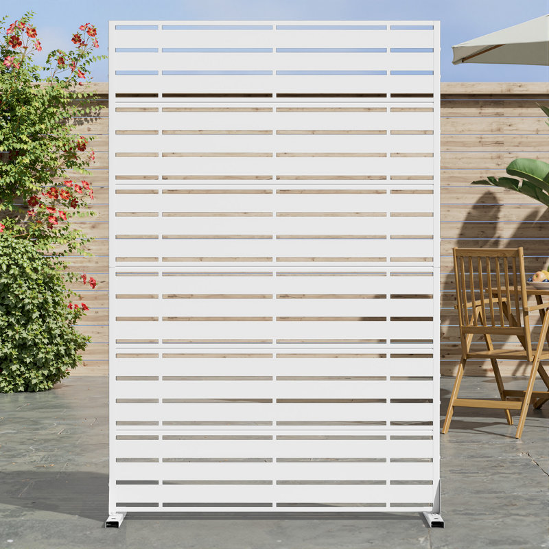 Paravent d'extérieur en métal, Blanc, H 72 po x l 47 po x P 16 po