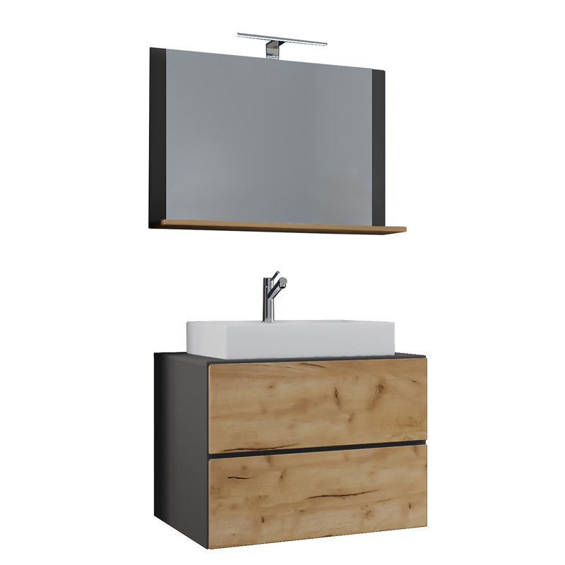 Raquita Bathroom Furniture Suite, Black/Oak