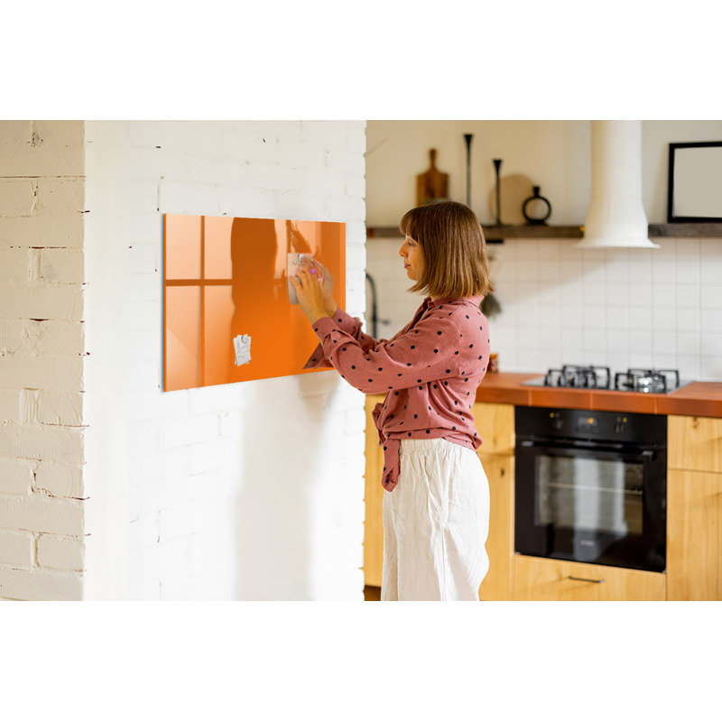 Magnetic Glass Dry Erase Board, Orange