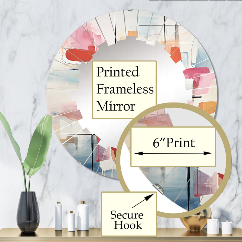 Dourado - Miroir mural Mid-Century rond, 32 po x 32 po