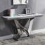 Table de style 1pc avec surface en faux marbre de 18 mm, piédestal en forme de V en acier inoxydable, base rectangulaire, plateau biseauté moderne en mélange agréable, facile à nettoyer
