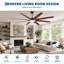 Ventilateur de plafond intelligent 72 pouces avec lumière DEL, ventilateur à bois à 8 pales avec télécommande et contrôle d'application, compatible Alexa, lumière à intensité variable de 24 W, moteur à courant continu silencieux pour l'intérieur et l'extérieur