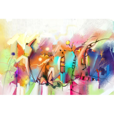 Abstract Colorful Oil Painting - Wrapped Canvas Print