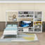 Lit escamotable simple en bois avec meuble télé et tiroirs de rangement intégrés-1930804569